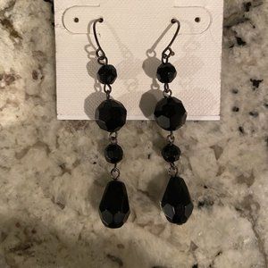 Black beaded dangle earrings